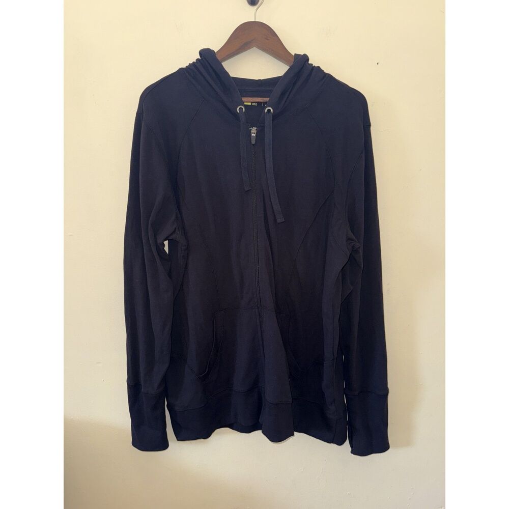 Xersion Black Full Zip Hoodie Women XL Athletic Jacket Thumb Holes Stretch